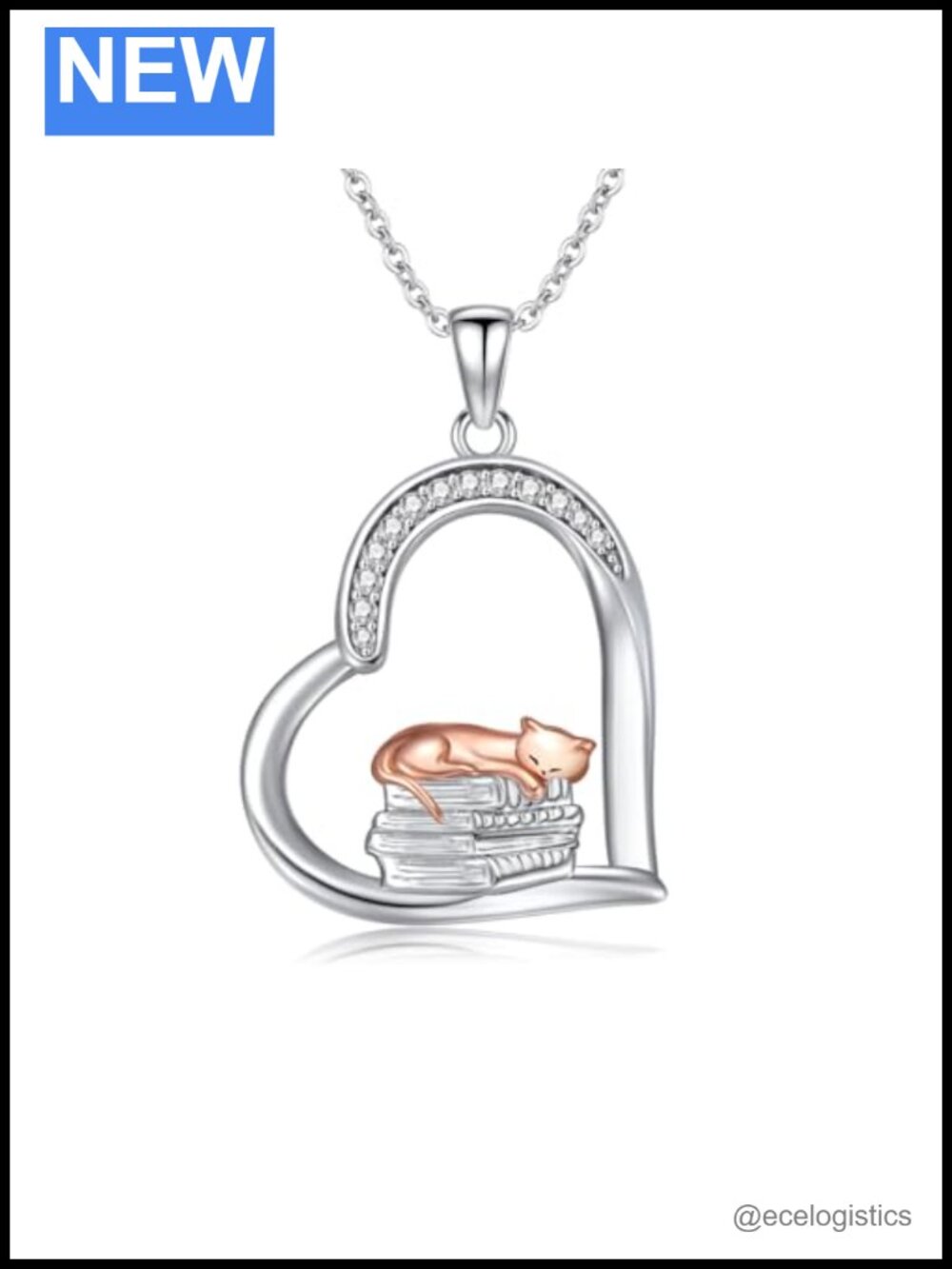 Sterling Silver Cat Book Pendant Necklace Adjustable 18-20 Inch Book Lover Gift